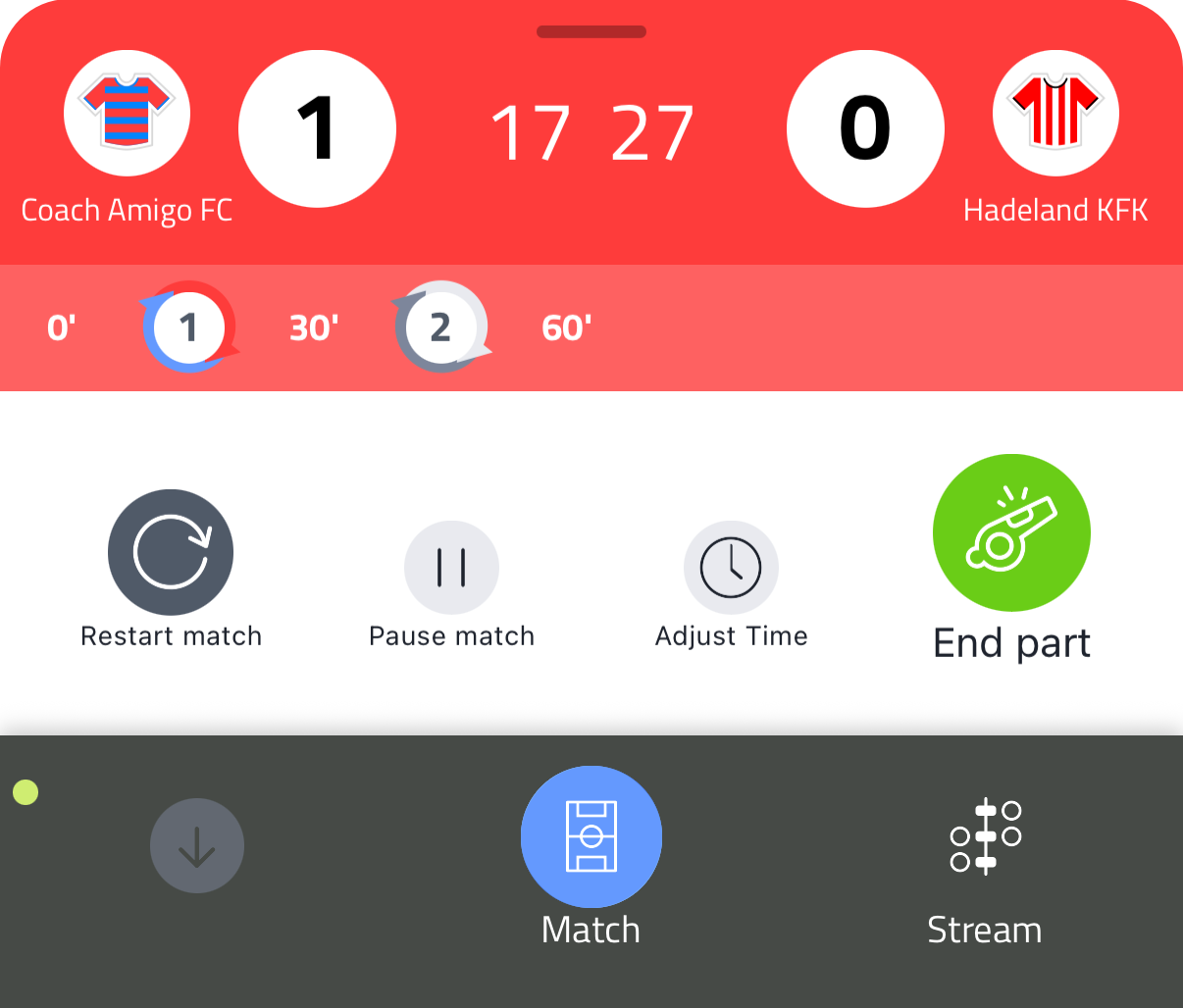 Expanded time panel with match controls