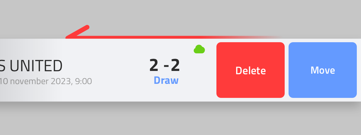 Match row with Delete and Move buttons revealed by swiping