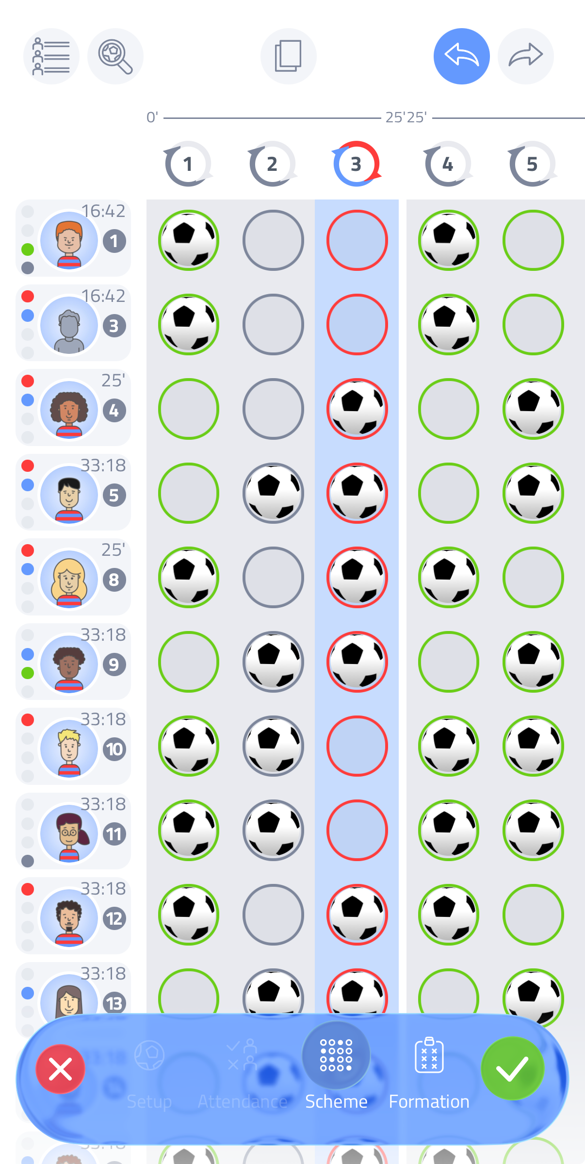Scheme grid with players and player blocks