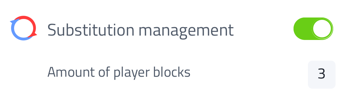 Substitution management toggle with amount of player blocks setting